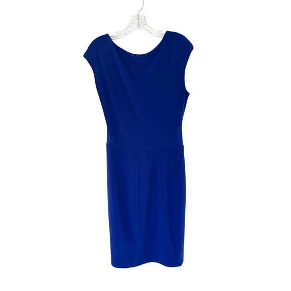 Ralph Lauren Dress Women's Plus Blue Ruched Sleeveless Cocktail Hour Size 14 - Picture 6 of 9